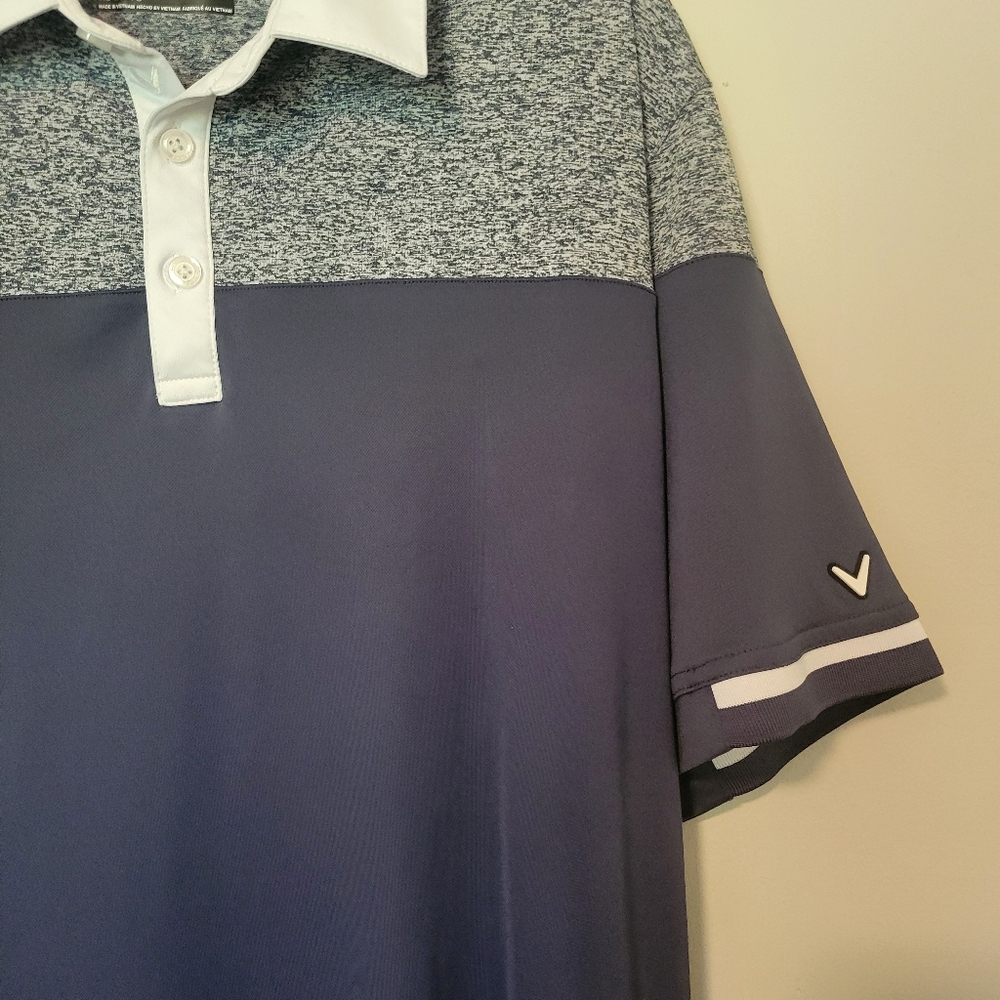Callaway Opti-Dry Golf Polo Men's Size XL Navy and Gray - Picture 2 of 4